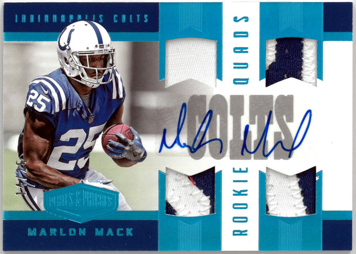Marlon Mack signed 2017 Panini Plates & Patches Rookie/RPA Quads Auto Patch /25
