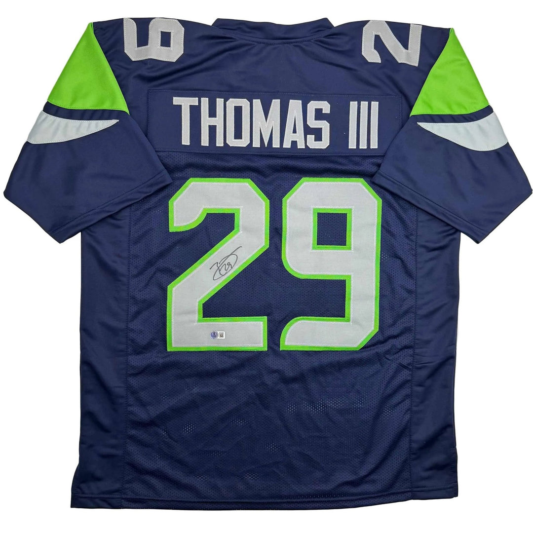 Autographed/Signed Earl Thomas III Seattle Blue Jersey Beckett BAS COA