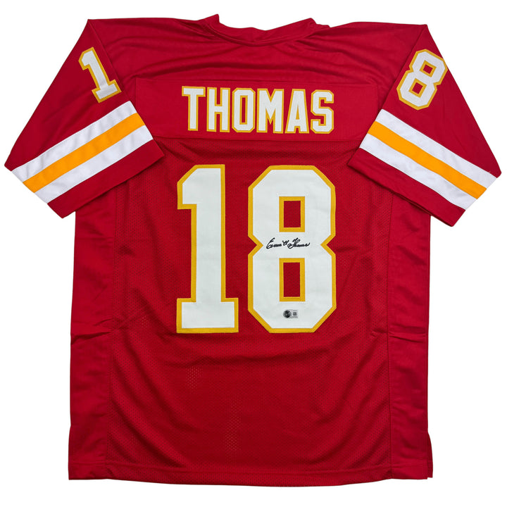 Autographed/Signed Emmitt Thomas Kansas City Red Football Jersey BAS COA