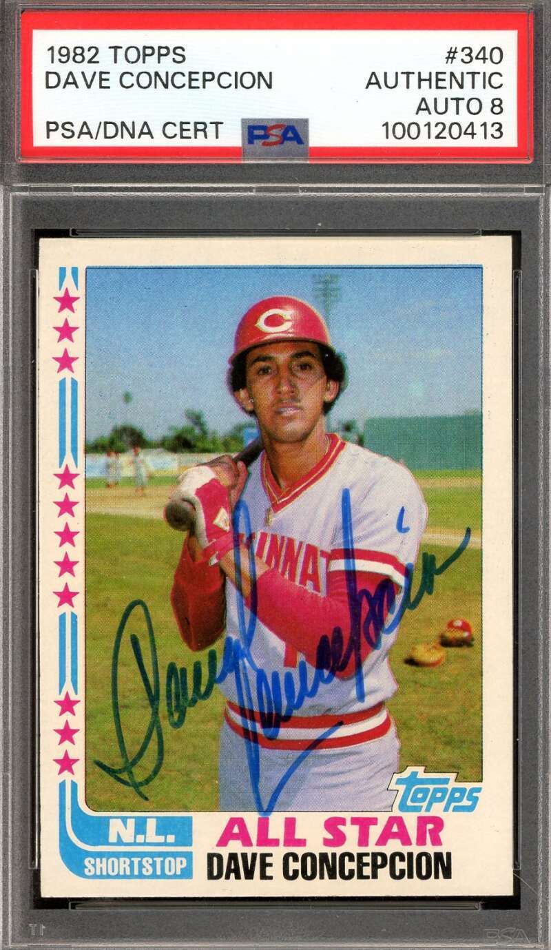 Dave Concepcion NM MT 8 PSA DNA Signed 1982 Topps All Star Autograph