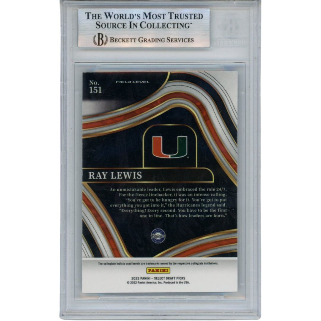 Ray Lewis Autographed 2022 Select Draft Picks #151 Trading Card Beckett 52945