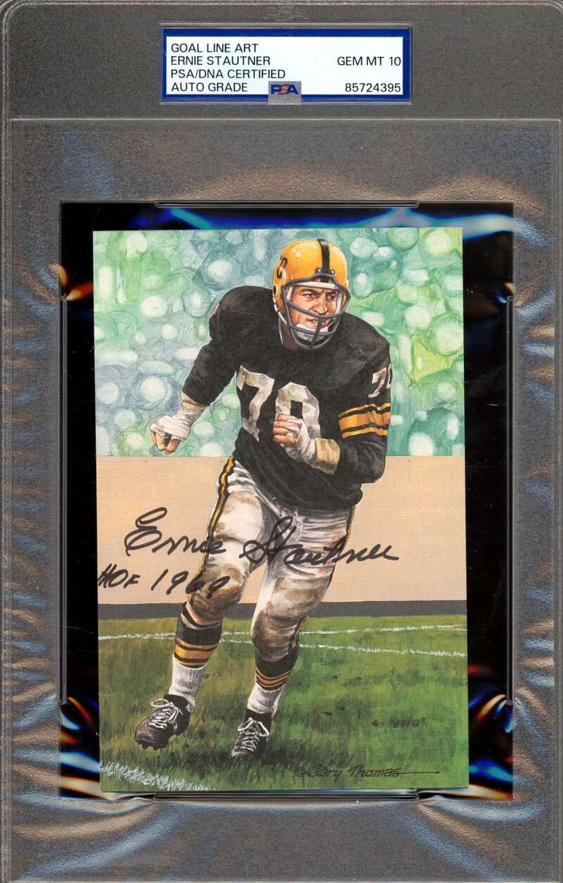 Ernie Stautner Gem Mint 10 PSA DNA Autographed Goal Line Art Card GLAC Signed 69