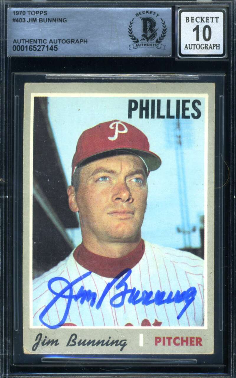 Jim Bunning Gem Mint 10 Beckett BAS Signed 1970 Topps Autograph