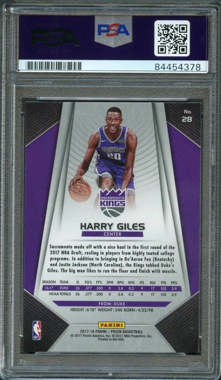 2017-18 Panini Prizm #28 HARRY GILES Signed Card AUTO PSA Slabbed RC