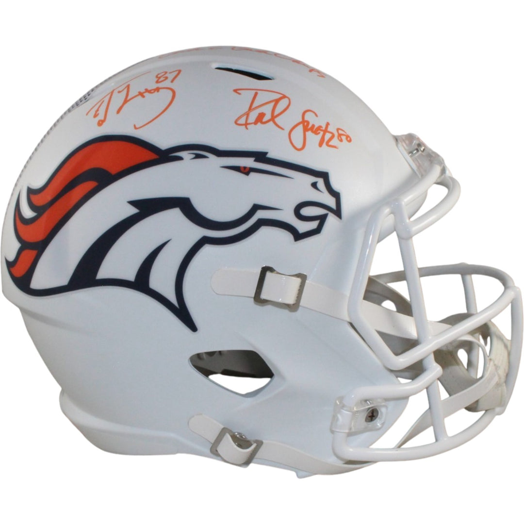 Ed McCaffrey Rod Smith Signed Denver Broncos F/S Alt 24 Helmet Beckett 56367