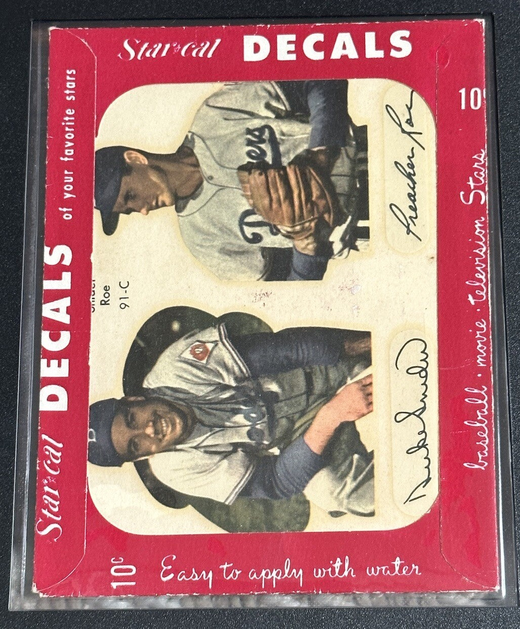 1952 Star-Cal Decals #91-C: Duke Snider & Preacher Roe In Envelope SGC Auth Nm