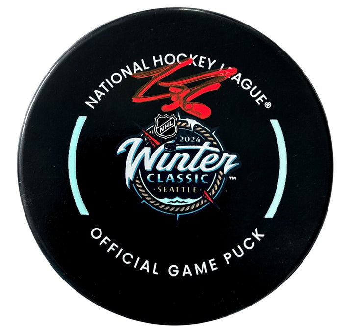 Logan Thompson Autographed 2024 Winter Classic Puck Vegas Golden Knights Signed