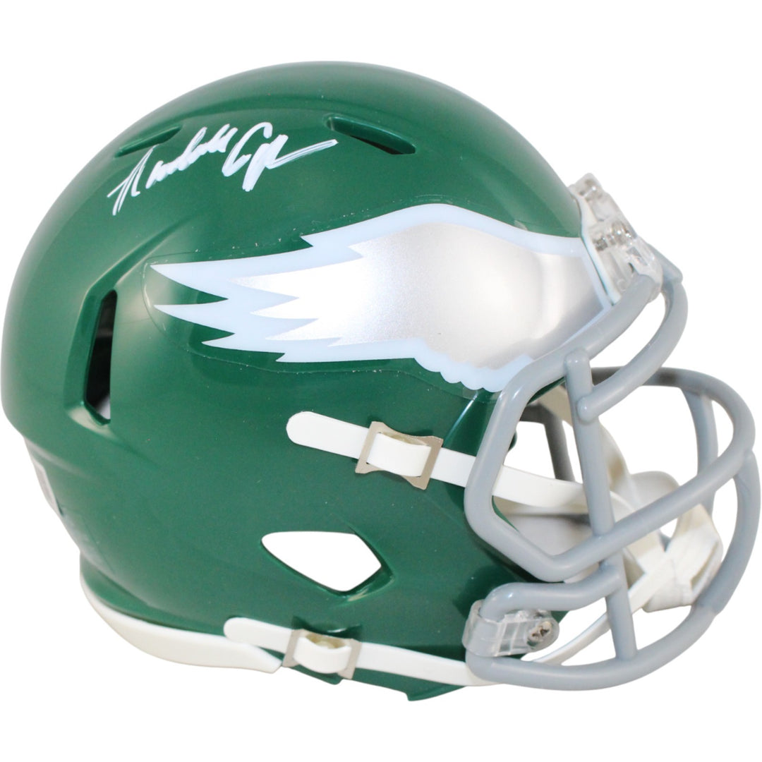 Randall Cunningham Autographed Philadelphia Eagles Mini Helmet TB Beckett 53205