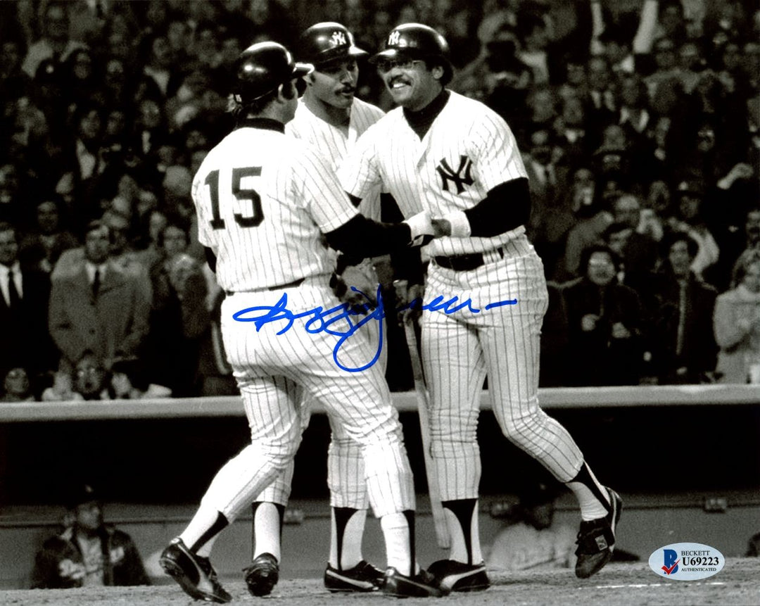 Reggie Jackson Signed New York Yankees B&W 8x10 Photo BAS