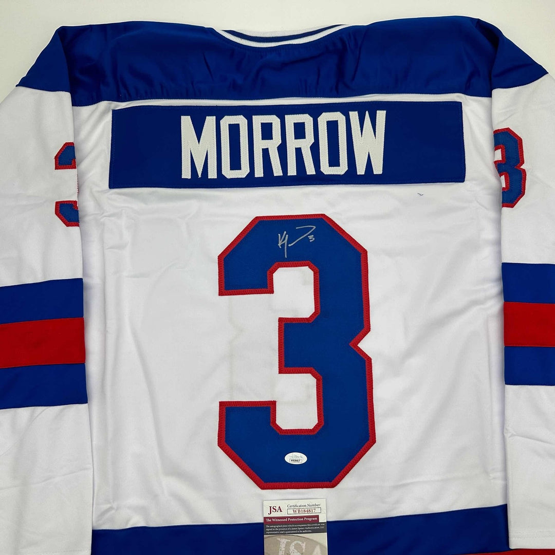 Signed Ken Morrow Team USA Miracle On Ice 1980 White Jersey JSA COA