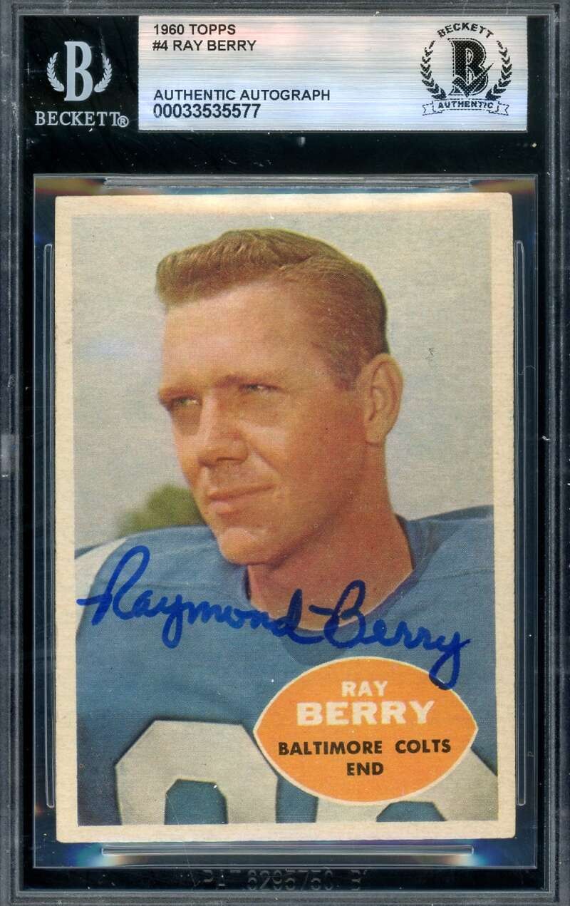 Raymond Berry Beckett BAS Vintage Signed 1960 Topps Autograph 49ers