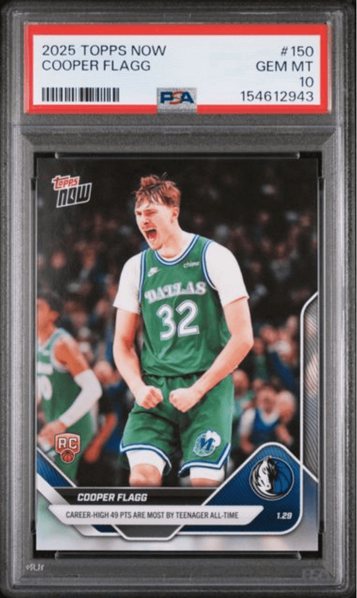 Graded 2025 Topps Now Cooper Flagg #150 Rookie RC Basketball Card PSA 10