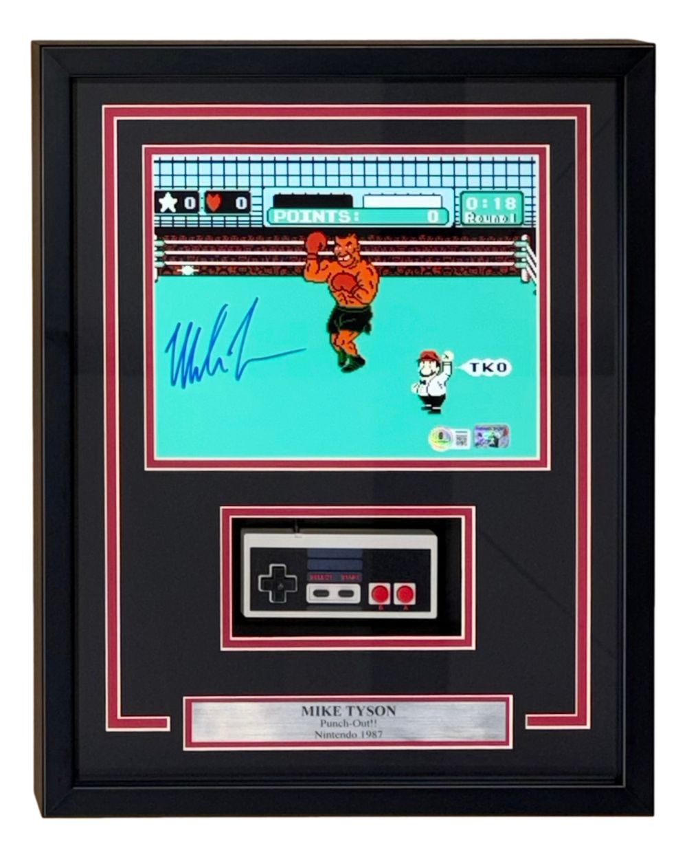 Mike Tyson Signed Framed 8x10 Punch Out Photo w/ Nintendo Controller BAS