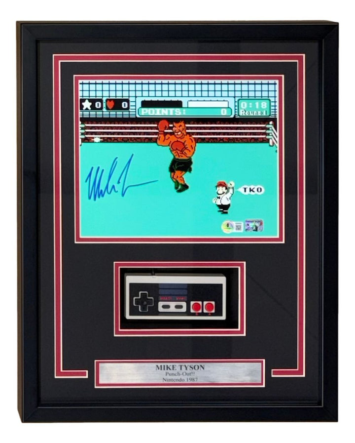 Mike Tyson Signed Framed 8x10 Punch Out Photo w/ Nintendo Controller BAS