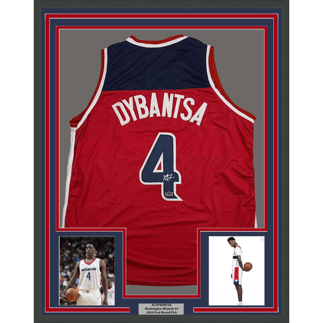 Framed Facsimile Autographed AJ Dybantsa 35x39 Washington Red Jersey