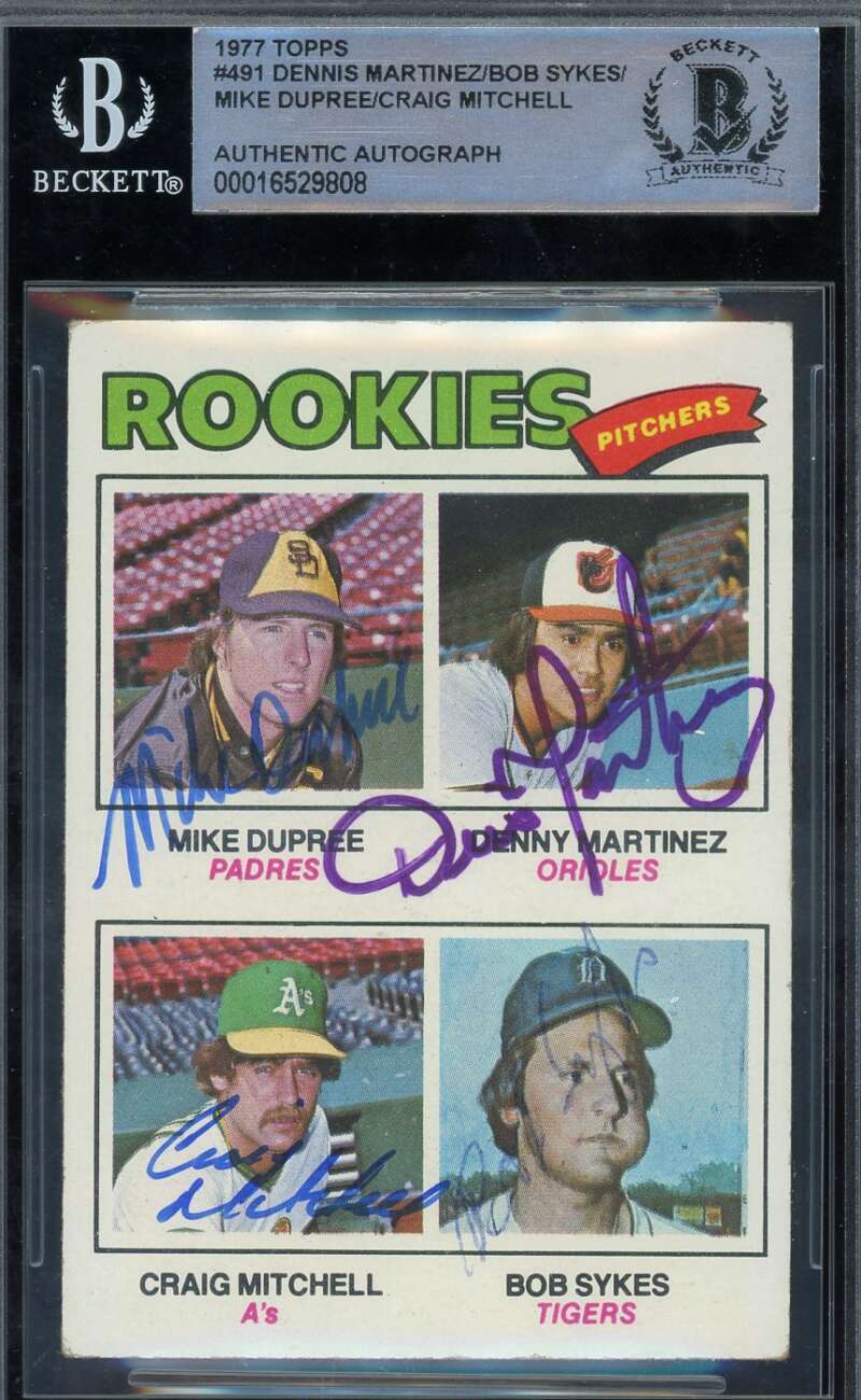 Martinez Syes Dupree Mitchell Beckett BAS Signed 1977 Topps Rookies Autograph