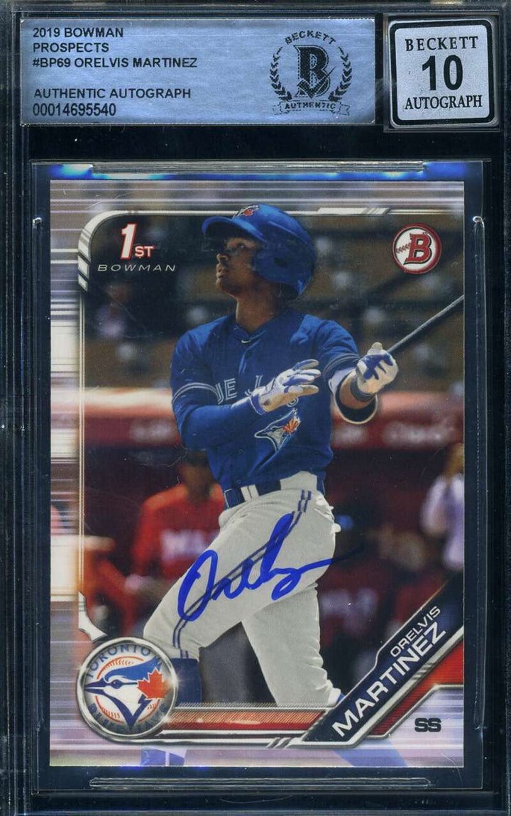 Orelvis Martinez Gem Mint 10 Beckett BAS Signed 2019 Bowman Prospects Rookie
