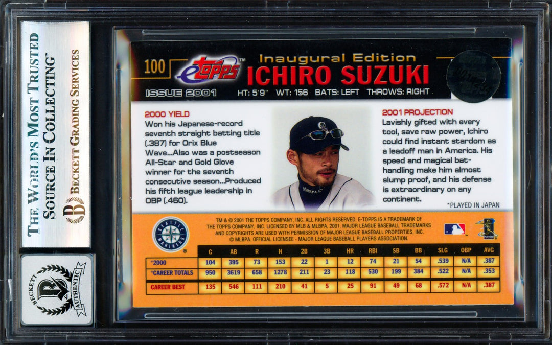 Ichiro Suzuki Signed 2001 Topps eTopps RC 100 Mariners Sig 10 Beckett #17830084
