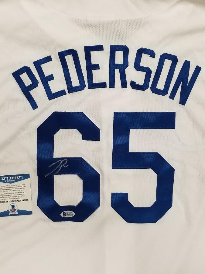 JOC PEDERSON autograph signed Los Angeles Dodgers rookie Jersey BAS COA Beckett