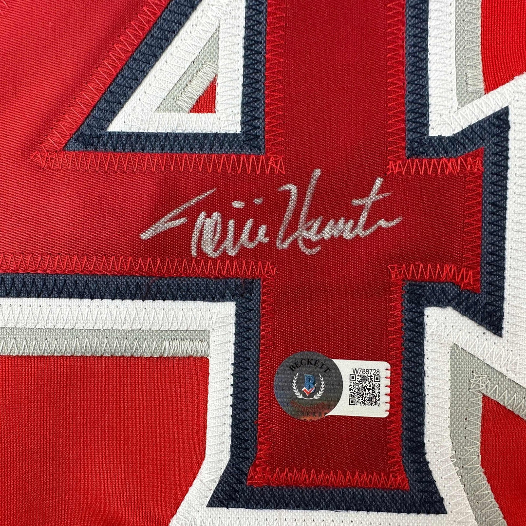 Autographed/Signed Torii Hunter Los Angeles Anaheim Red Jersey Beckett COA