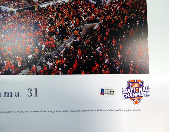 Deshaun Watson Signed 13x40 Panoramic Photo Clemson Tigers Beckett BAS