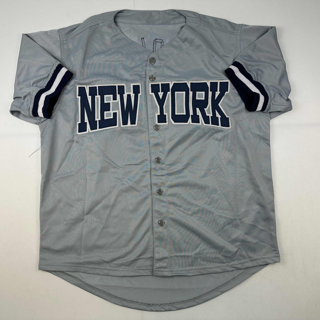Facsimile Autographed Gerrit Cole New York Grey Reprint Jersey Size Men's XL