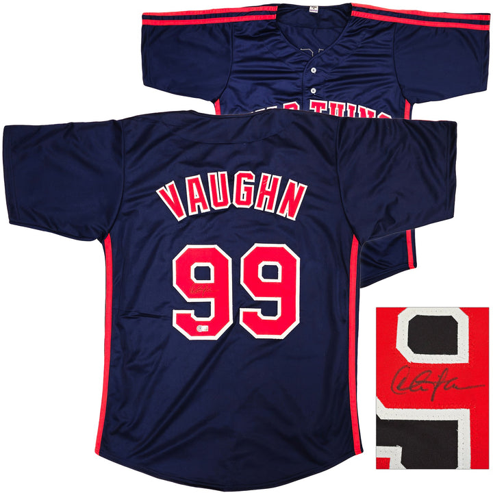 Charlie Sheen Auto Navy Jersey Major League Ricky Wild Thing Vaughn Beckett Wit