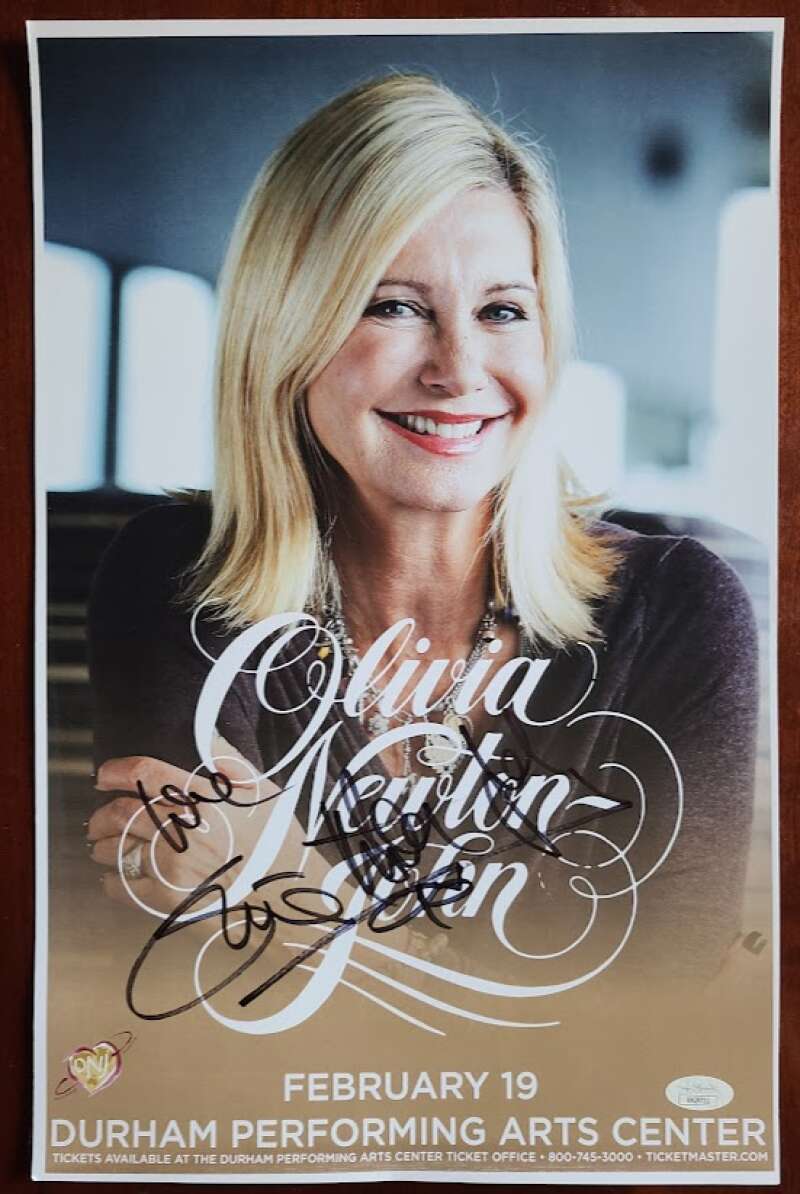 Olivia Newton John JSA Coa Signed 11x17 Concert Poster Durham Center Autograph