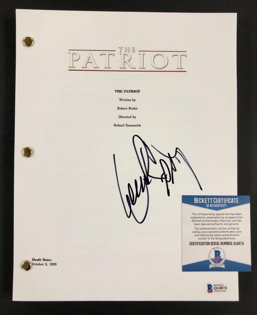 Leon Rippy "John Billings" signed The Patriot full movie script BAS COA Beckett