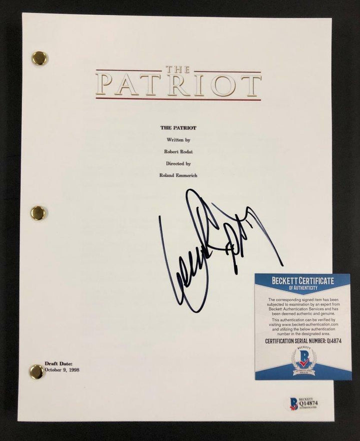 Leon Rippy "John Billings" signed The Patriot full movie script BAS COA Beckett