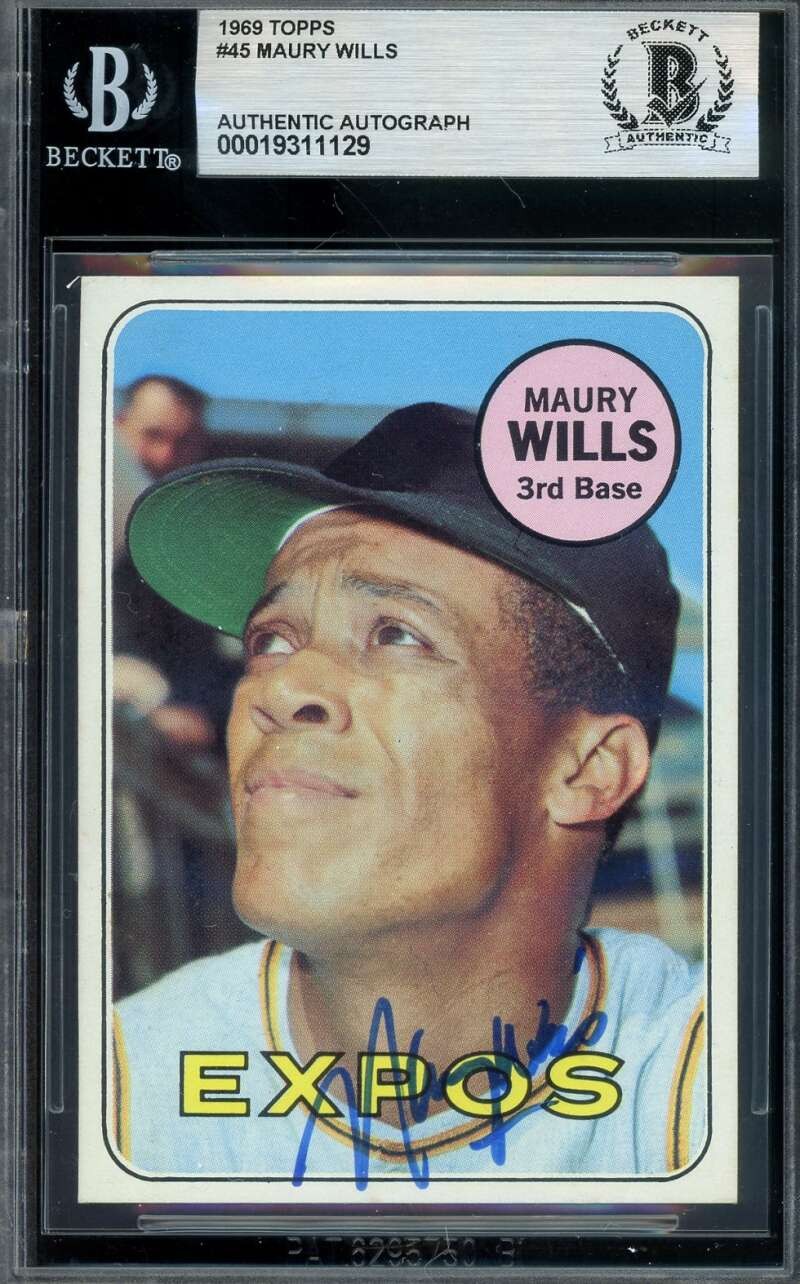 Maury Wills Beckett BAS Vintage Signed 1969 Topps Autograph Expos