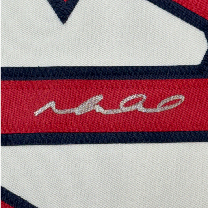 Framed Autographed/Signed Mike Napoli 35x39 Boston Red Sox White Jersey JSA COA