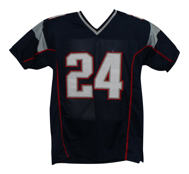 Ty Law Autographed/Signed Pro Style Blue XL Jersey BAS 33201