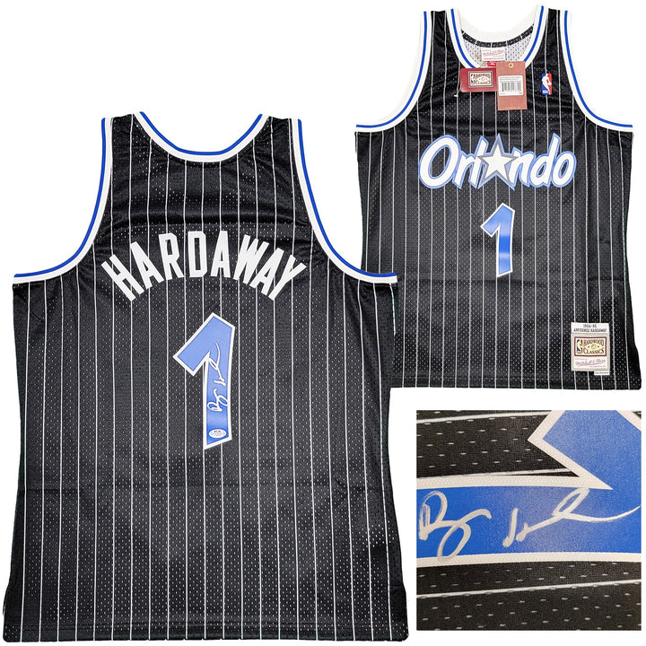 Magic Penny Hardaway Auto Black Auth Mitchell Ness 94-95 Swingman Jersey L PSA