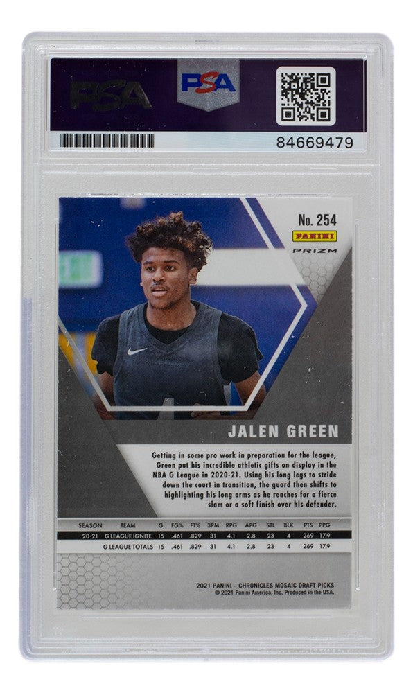 Jalen Green Signed Rockets 2021 Panini Mosaic Bronze Rookie Card #254 PSA/DNA 10