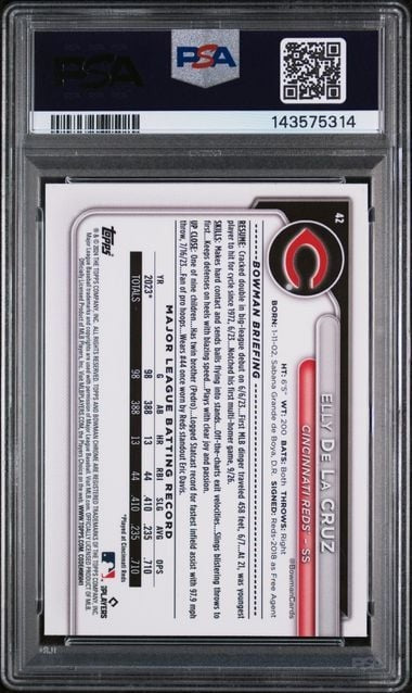 Graded 2024 Bowman Chrome Elly De La Cruz #42 Rookie Baseball Card PSA 10