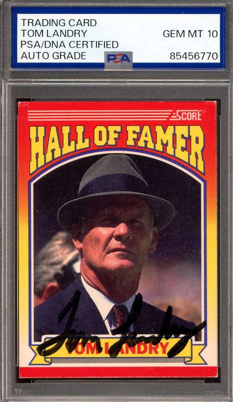 Tom Landry Gem Mint 10 PSA DNA Signed 1990 Score Hall of Famers Autograph