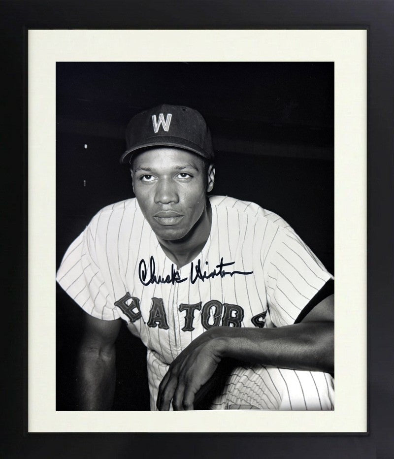 Chuck Hinton signed Washington Senators B&W 8x10 Photo Framed - COA (MLBPAA)