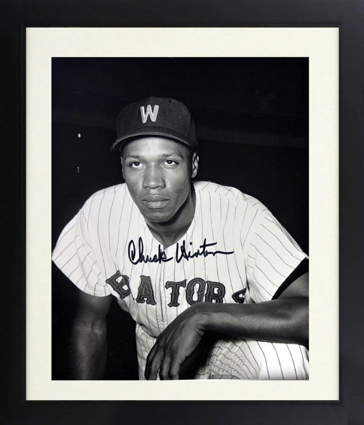Chuck Hinton signed Washington Senators B&W 8x10 Photo Framed - COA (MLBPAA)