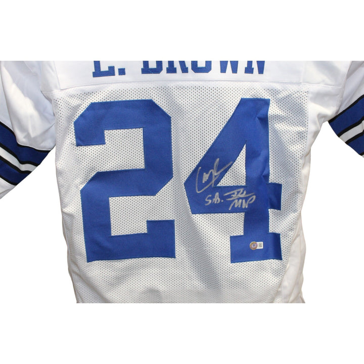 Larry Brown Autographed/Signed Pro Style White Jersey SB MVP Beckett 42608