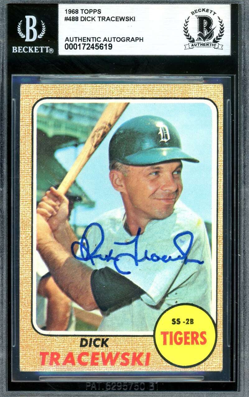 Dick Tracewski Beckett BAS Signed 1968 Topps Autograph