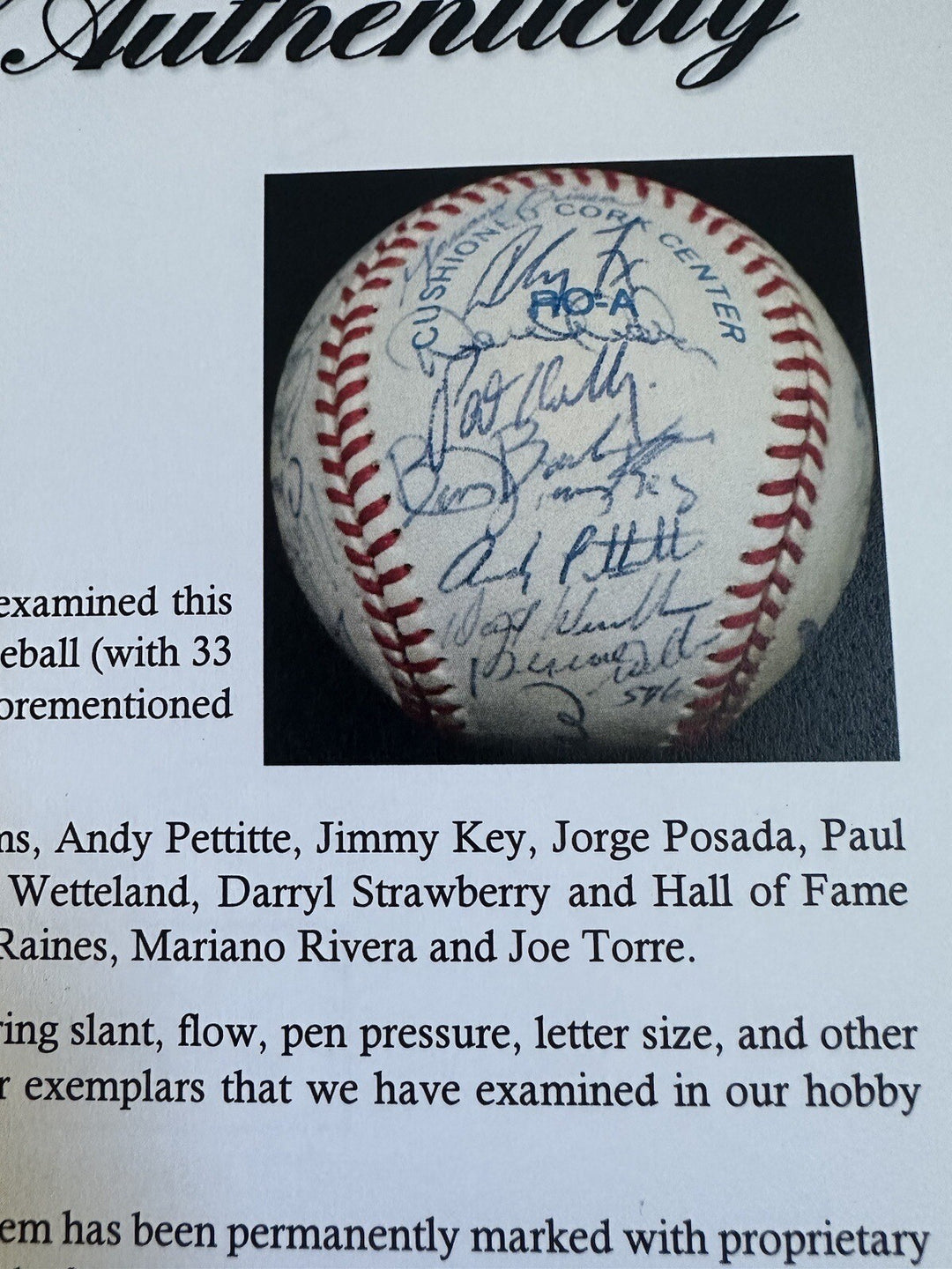 1996 Yankees World Series Team Signed Baseball Derek Jeter Rivera 33 Auto Psa