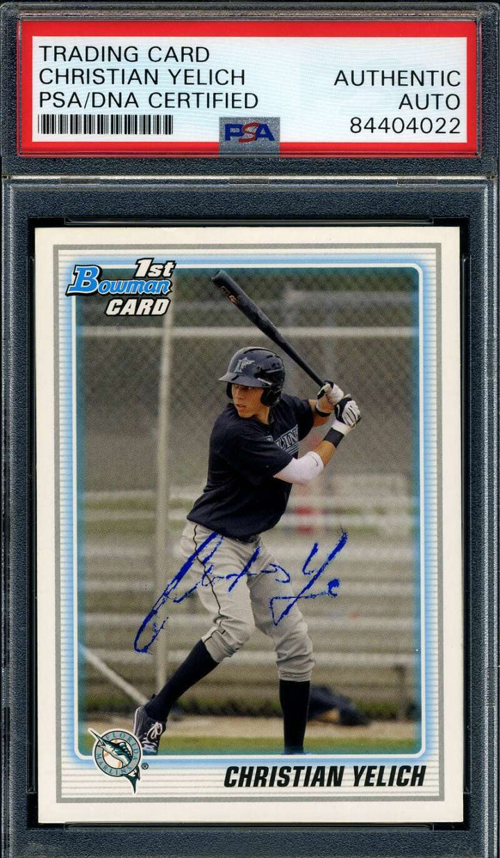 Christian Yelich PSA DNA Coa Signed 2010 Bowman Rookie Autograph