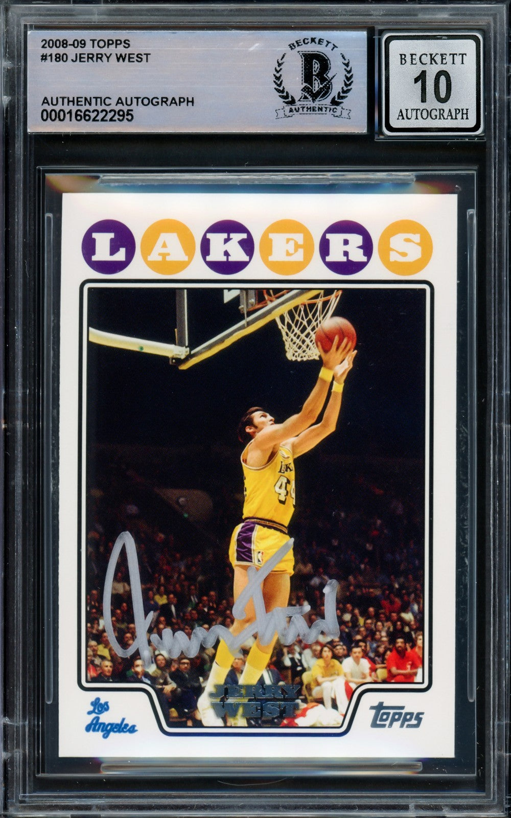 Jerry West Signed 2008-09 Topps Card 180 Card Lakers Auto GM 10 Beckett