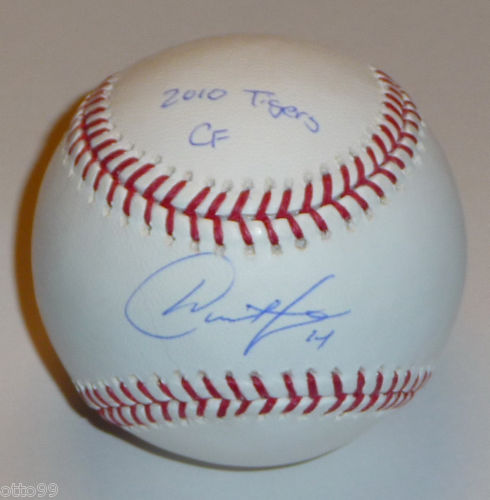 AUSTIN JACKSON SIGNED 2010 DETROIT TIGERS CENTER FIELDER ROMLB BALL NY YANKEES