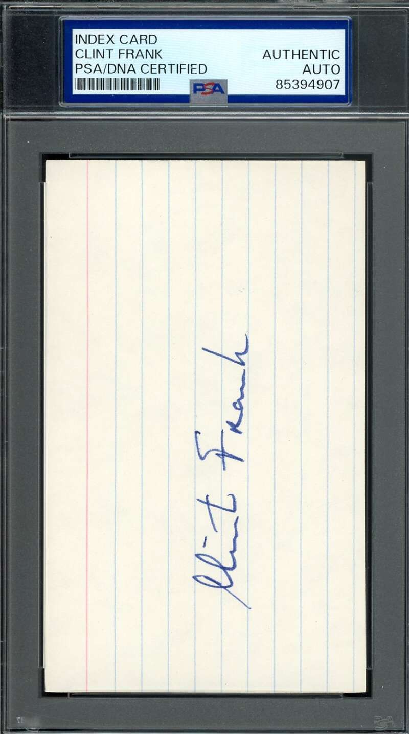 Clint Frank PSA DNA Autographed 3x5 Index Card Yale 1937 Heisman Signed