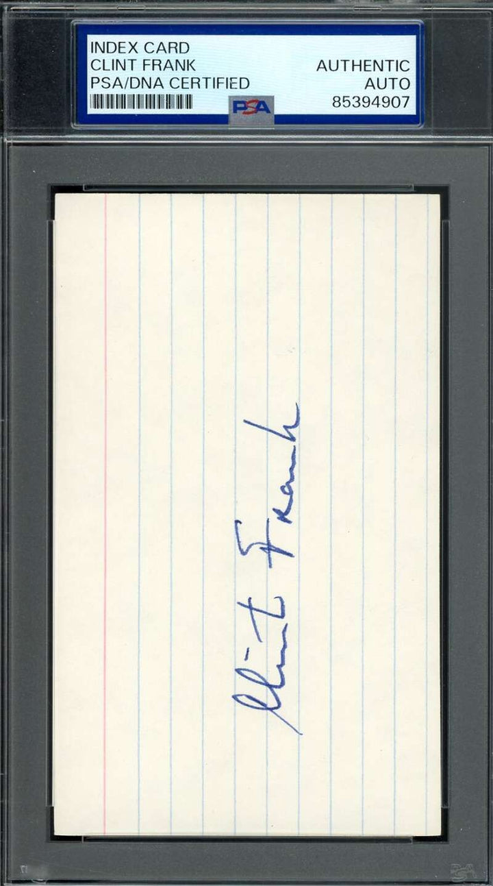 Clint Frank PSA DNA Autographed 3x5 Index Card Yale 1937 Heisman Signed