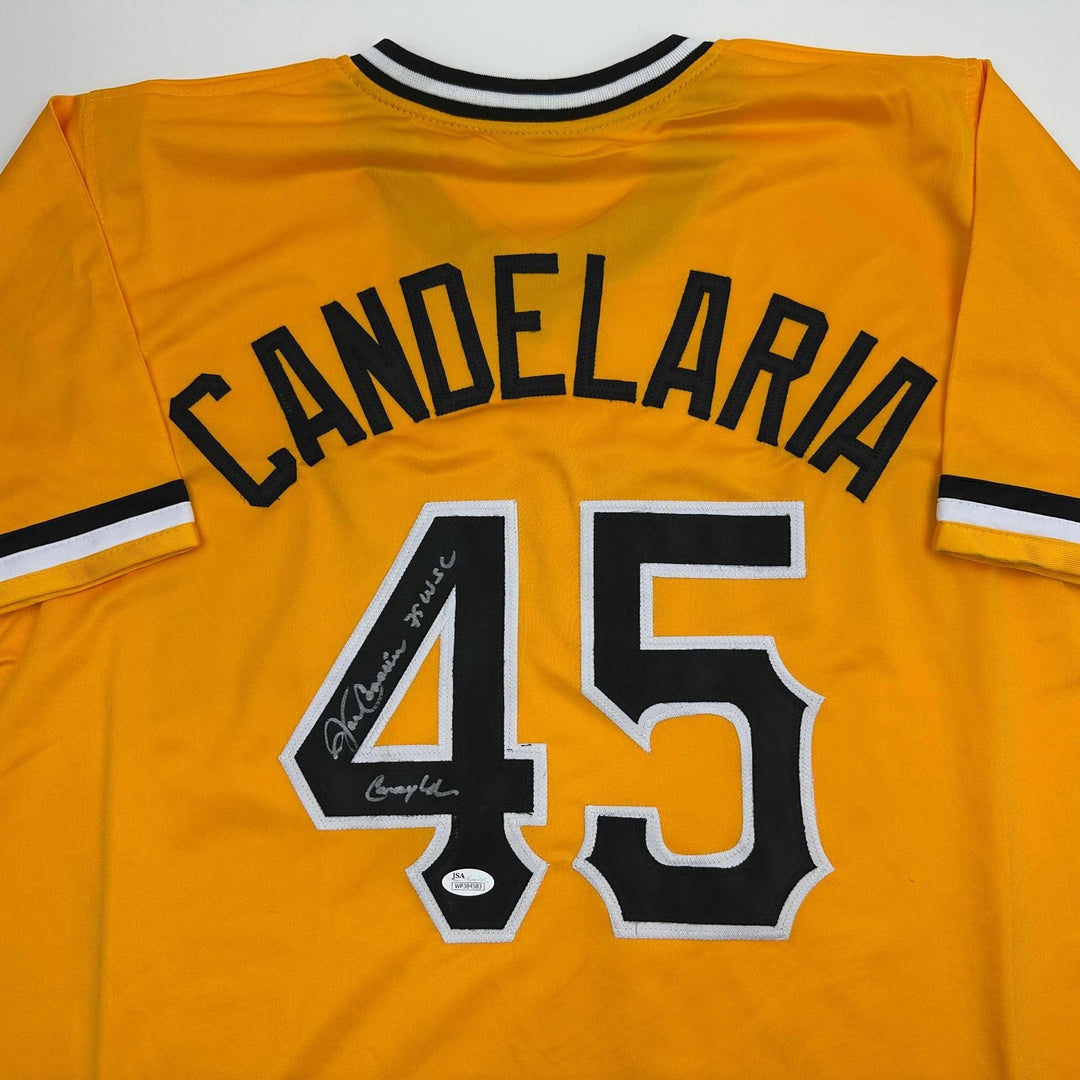 Autographed/Signed John Candelaria Pittsburgh Yellow Jersey JSA COA