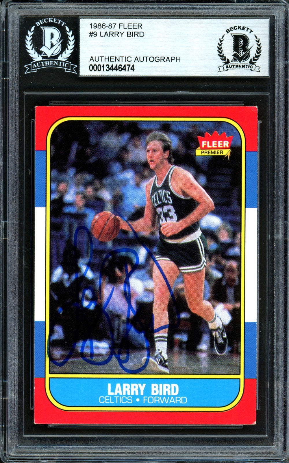 Larry Bird Signed 1986-87 Fleer Card 9 Boston Celtics Beckett #13446474