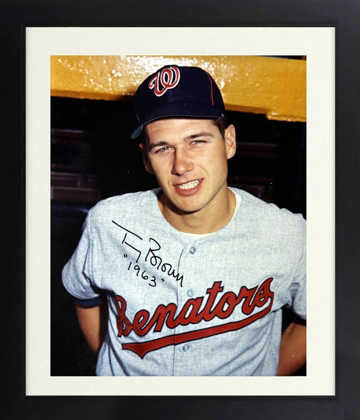 Tom Brown signed  Washington Senators 8x10 Photo w/ 1963 minor dings Framed- COA